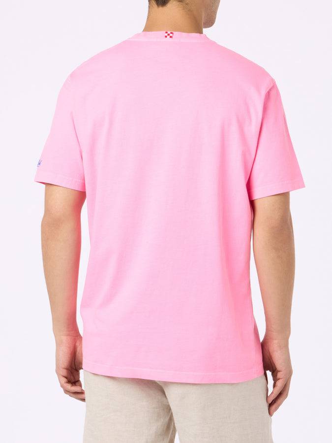 Mc2 Saint Barth Man Cotton T-shirt With Pand Print And Embroidery | FIAT PANDA SPECIAL EDITION