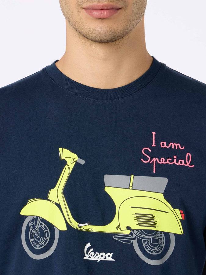 Mc2 Saint Barth Man Cotton T-shirt With Vespa Print And Embroidery | VESPA SPECIAL EDITION