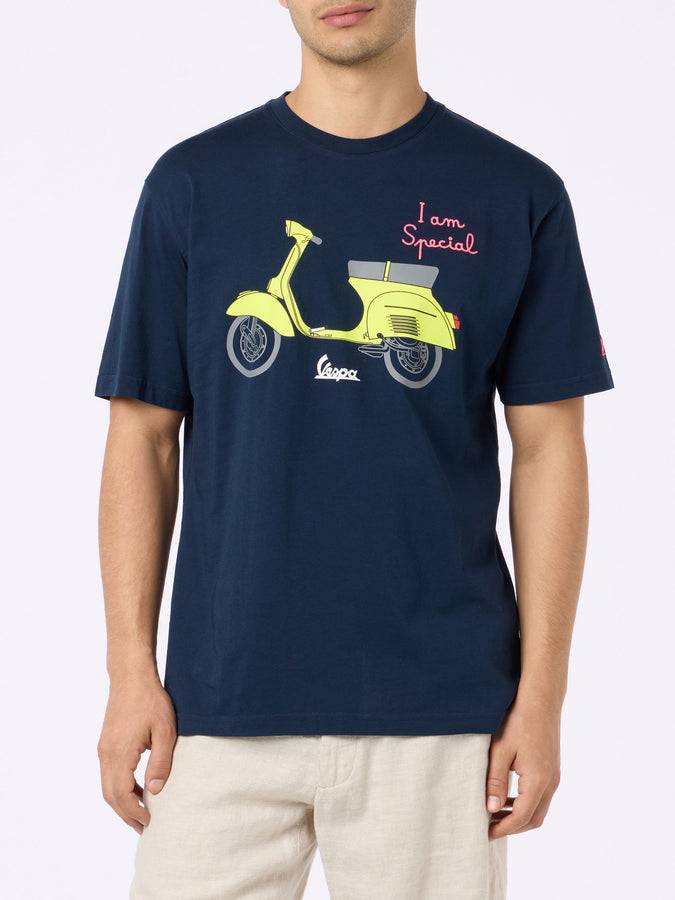 Mc2 Saint Barth Man Cotton T-shirt With Vespa Print And Embroidery | VESPA SPECIAL EDITION