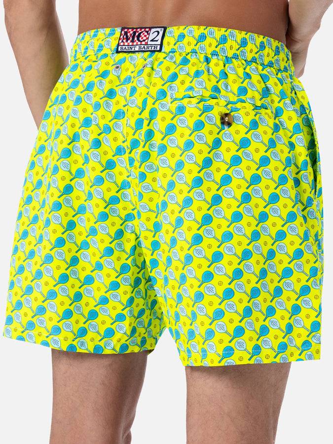 Mc2 Saint Barth Man Lightweight Fabric Swim-shorts Lighting Micro Fantasy With Padel Print