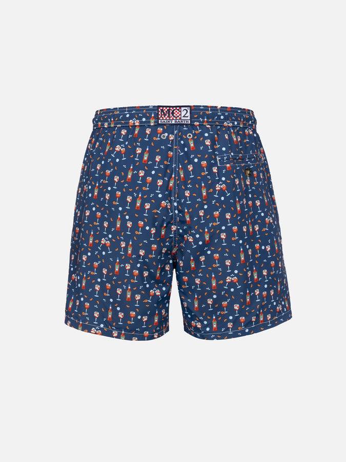 Mc2 Saint Barth Man Lightweight Fabric Swim-shorts Lighting Micro Fantasy With Aperol Spritz Print | APEROL SPECIAL EDITION