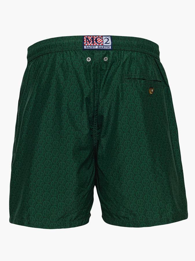 Mc2 Saint Barth Man Lightweight Fabric Swim-shorts Lighting Micro Fantasy With Roma Print | AS ROMA SPECIAL EDITION