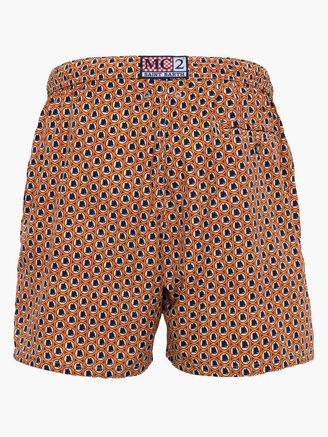 Mc2 Saint Barth Man Lightweight Fabric Swim-shorts Lighting Micro Fantasy With Roma Print | AS ROMA SPECIAL EDITION
