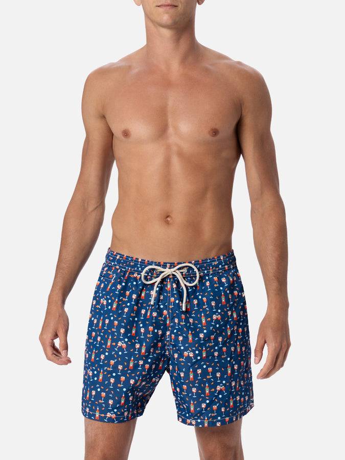 Mc2 Saint Barth Man Lightweight Fabric Swim-shorts Lighting Micro Fantasy With Aperol Spritz Print | APEROL SPECIAL EDITION