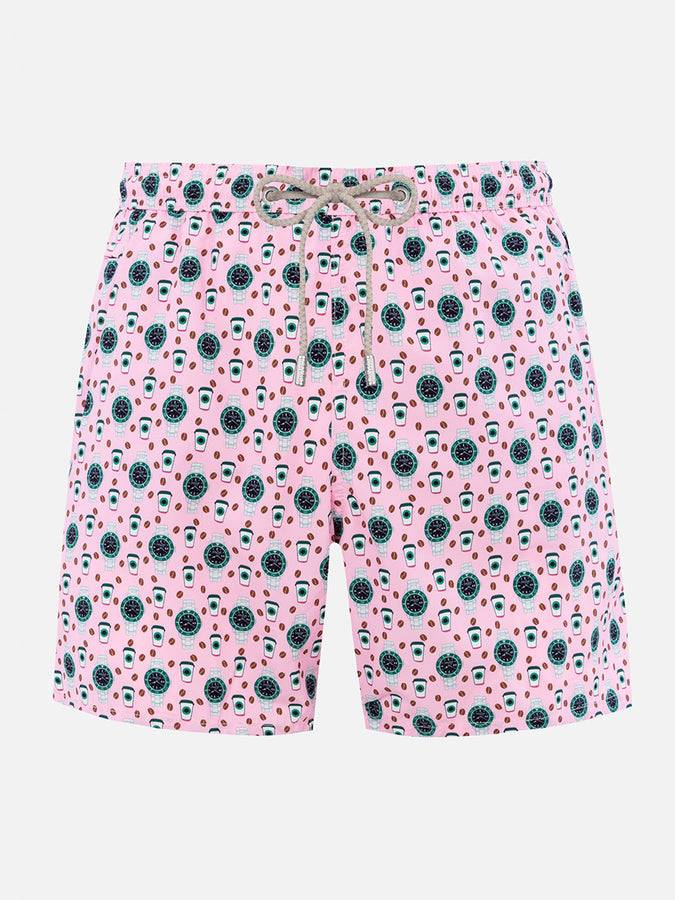 Mc2 Saint Barth Man lightweight fabric swim-shorts Lighting Micro Fantasy with watches print