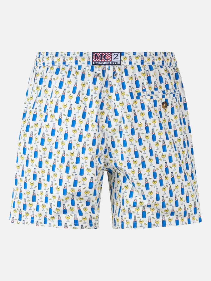 Mc2 Saint Barth Man Lightweight Fabric Swim Shorts With Blanc 1664 Print | BLANC 1664 SPECIAL EDITION