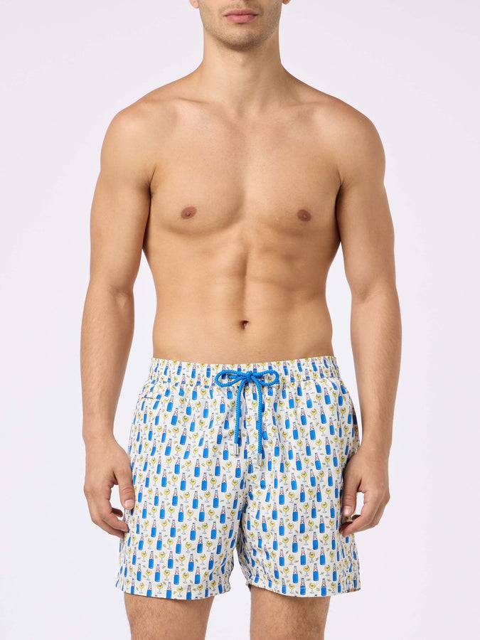 Mc2 Saint Barth Man Lightweight Fabric Swim Shorts With Blanc 1664 Print | BLANC 1664 SPECIAL EDITION