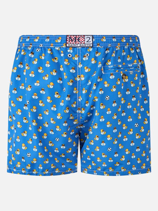 Mc2 Saint Barth Man Lightweight Fabric Swim Shorts With Ducky And Napoli Logo Print | SSC NAPOLI SPECIAL EDITION