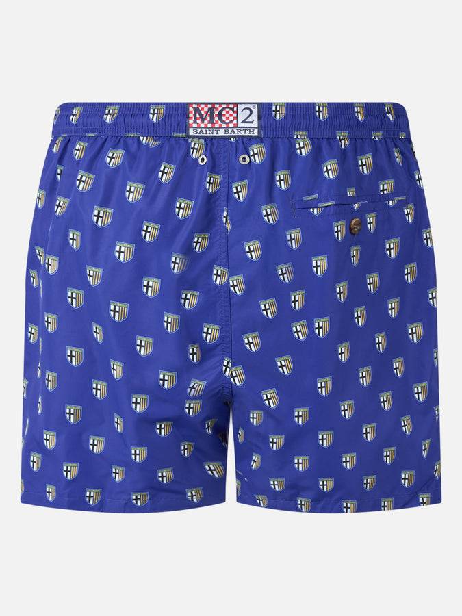 Mc2 Saint Barth Man Lightweight Fabric Swim Shorts With Parma Logo Print | PARMA CALCIO SPECIAL EDITION