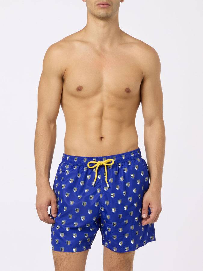 Mc2 Saint Barth Man Lightweight Fabric Swim Shorts With Parma Logo Print | PARMA CALCIO SPECIAL EDITION