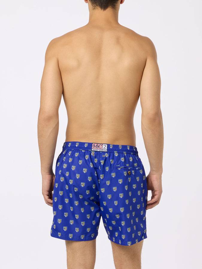 Mc2 Saint Barth Man Lightweight Fabric Swim Shorts With Parma Logo Print | PARMA CALCIO SPECIAL EDITION