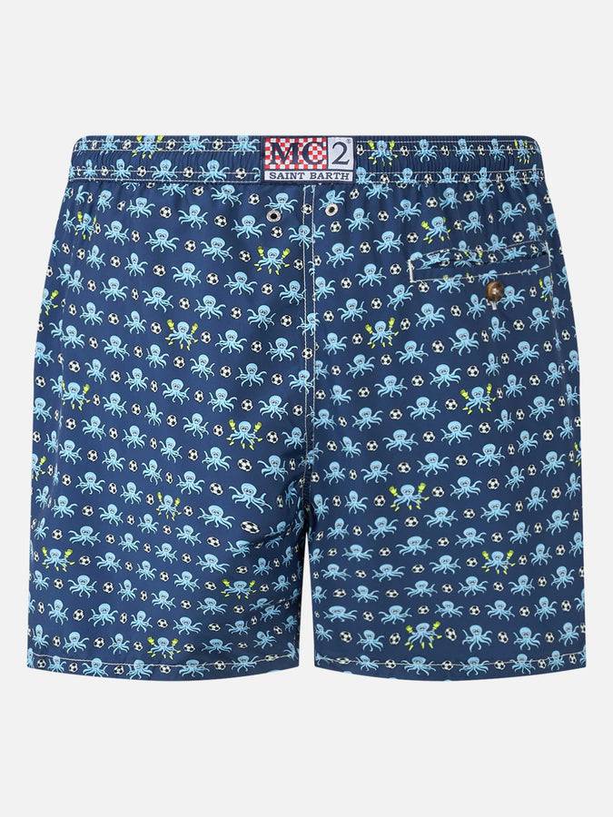 Mc2 Saint Barth Man Lightweigth Fabric Swim Shorts With Squid And Napoli Logo Print | SSC NAPOLI SPECIAL EDITION