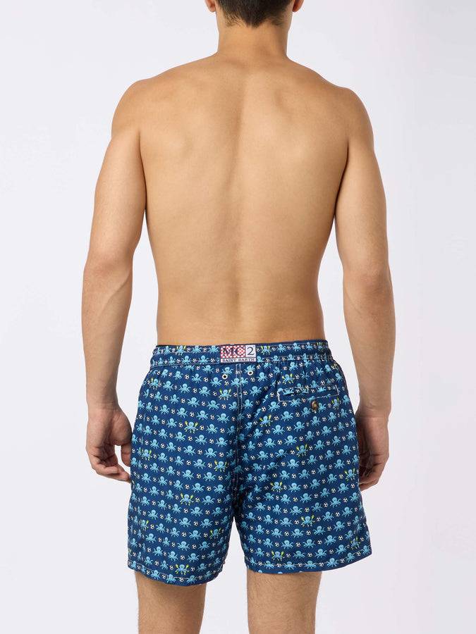 Mc2 Saint Barth Man Lightweigth Fabric Swim Shorts With Squid And Napoli Logo Print | SSC NAPOLI SPECIAL EDITION