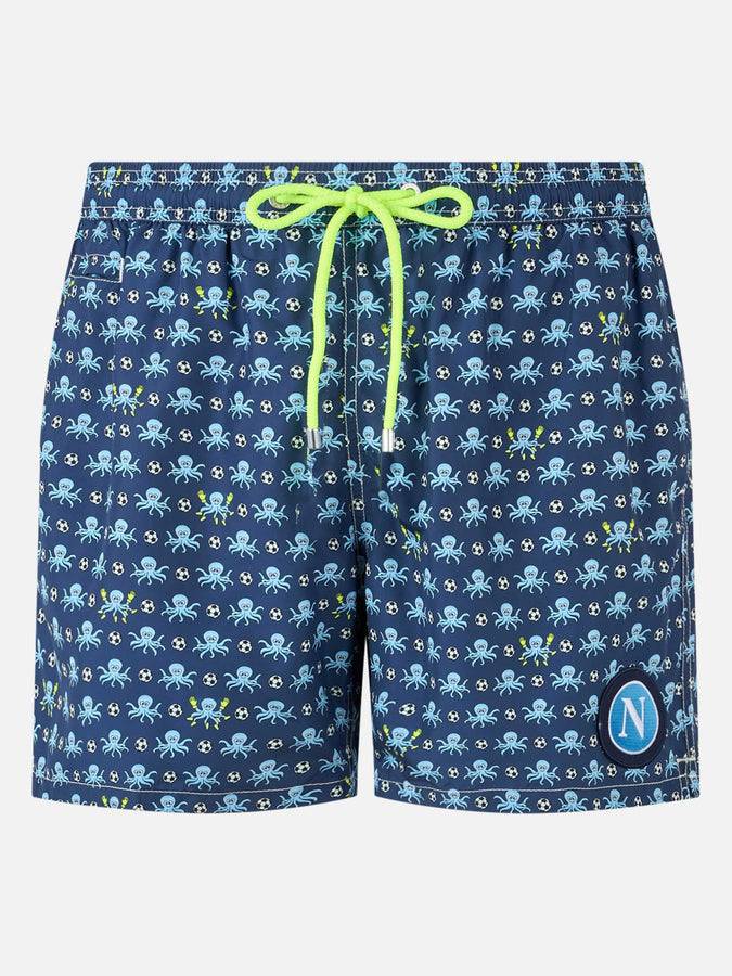 Mc2 Saint Barth Man lightweigth fabric swim shorts with Squid and Napoli logo print | SSC NAPOLI SPECIAL EDITION
