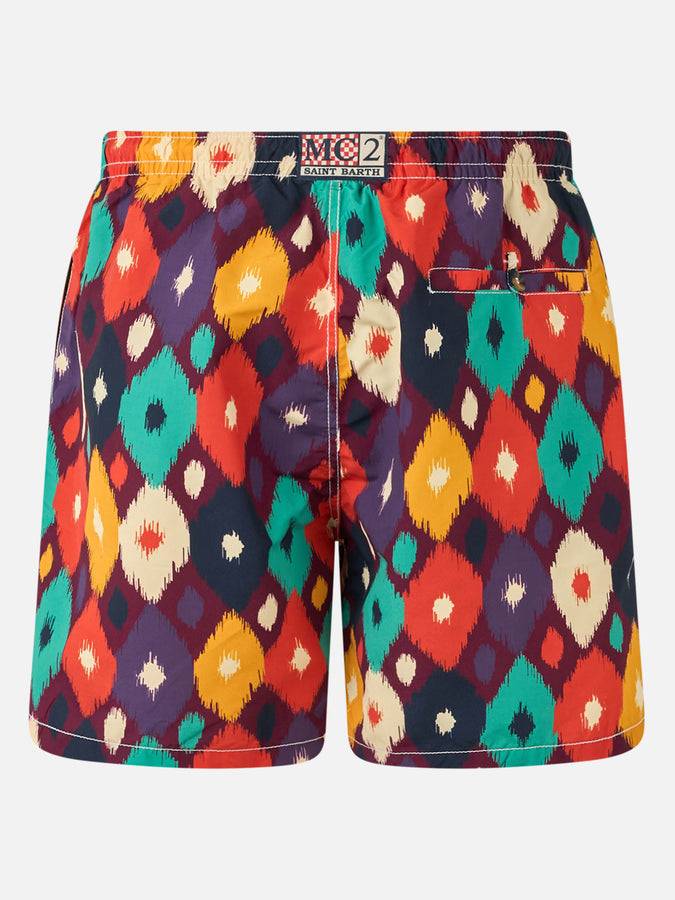 Mc2 Saint Barth Man Mid-length Multicolor Ikat Swim-shorts Caprese