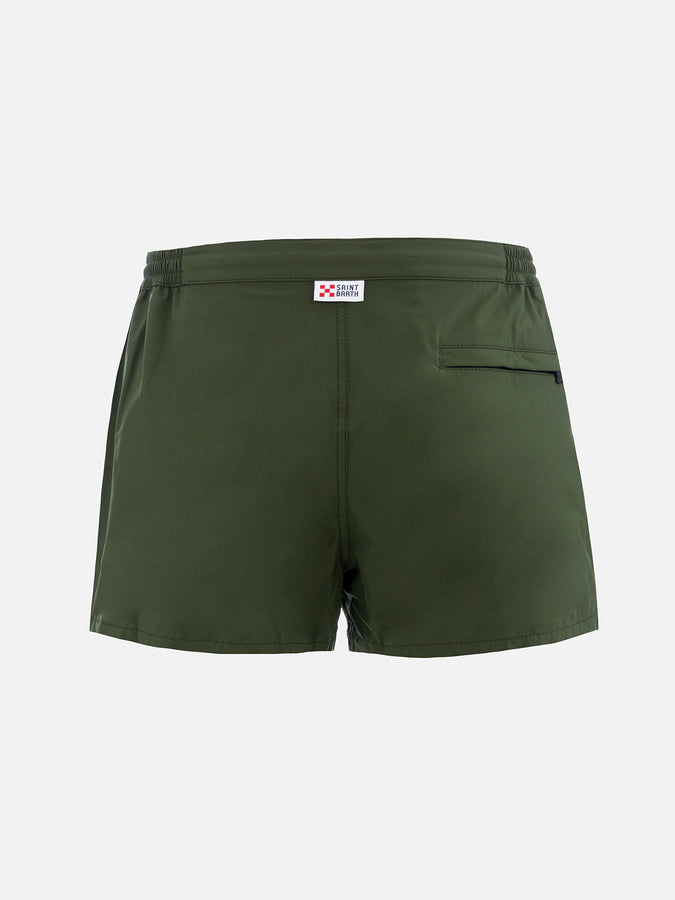 Mc2 Saint Barth Man Military Green Fitted Cut Swim Shorts Harrys