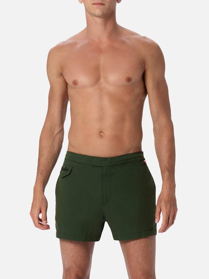 Mc2 Saint Barth Man Military Green Fitted Cut Swim Shorts Harrys