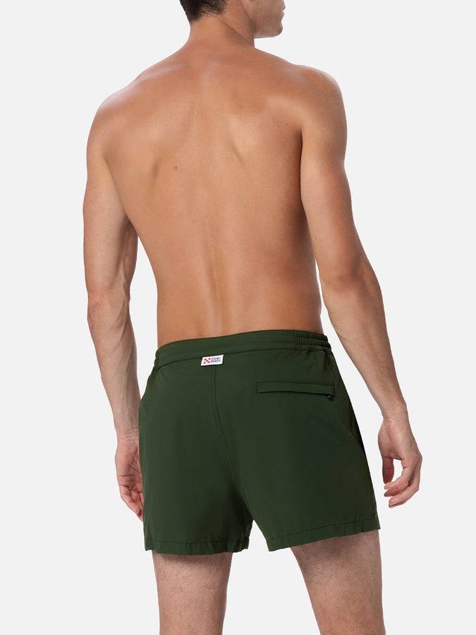 Mc2 Saint Barth Man Military Green Fitted Cut Swim Shorts Harrys