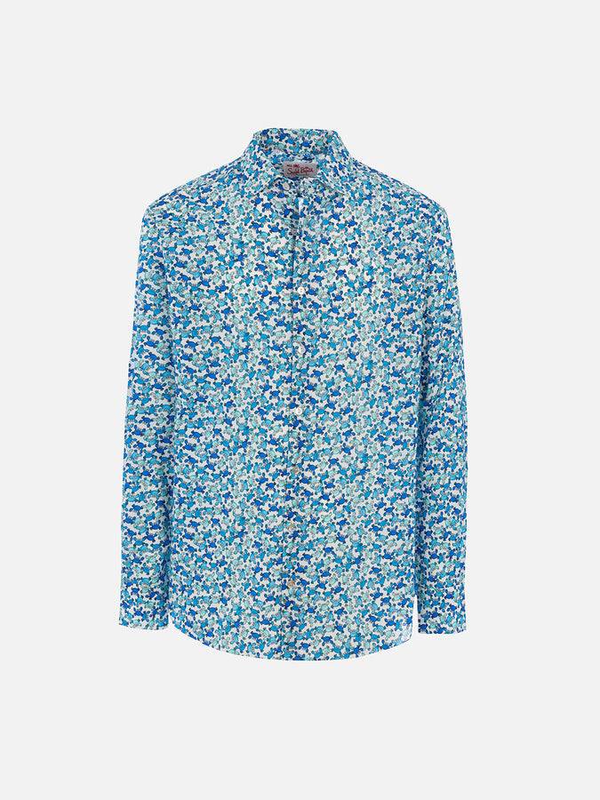 Mc2 Saint Barth Man Muslin Cotton Shirt Sikelia With Crab Print