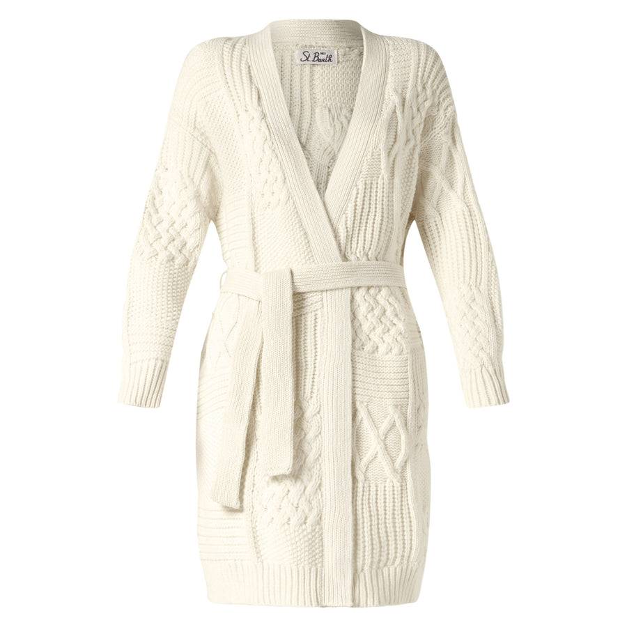Mc2 Saint Barth Maxi Cardigan Da Donna Con Ricamo E Cintura