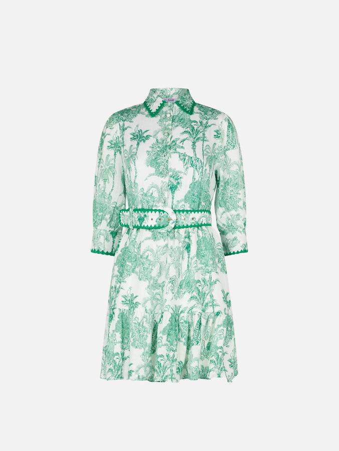 Mc2 Saint Barth Abito Corto In Lino Stampa Giungla