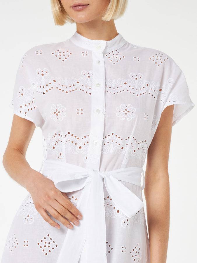 Mc2 Saint Barth Abito Da Donna In Sangallo Bianco