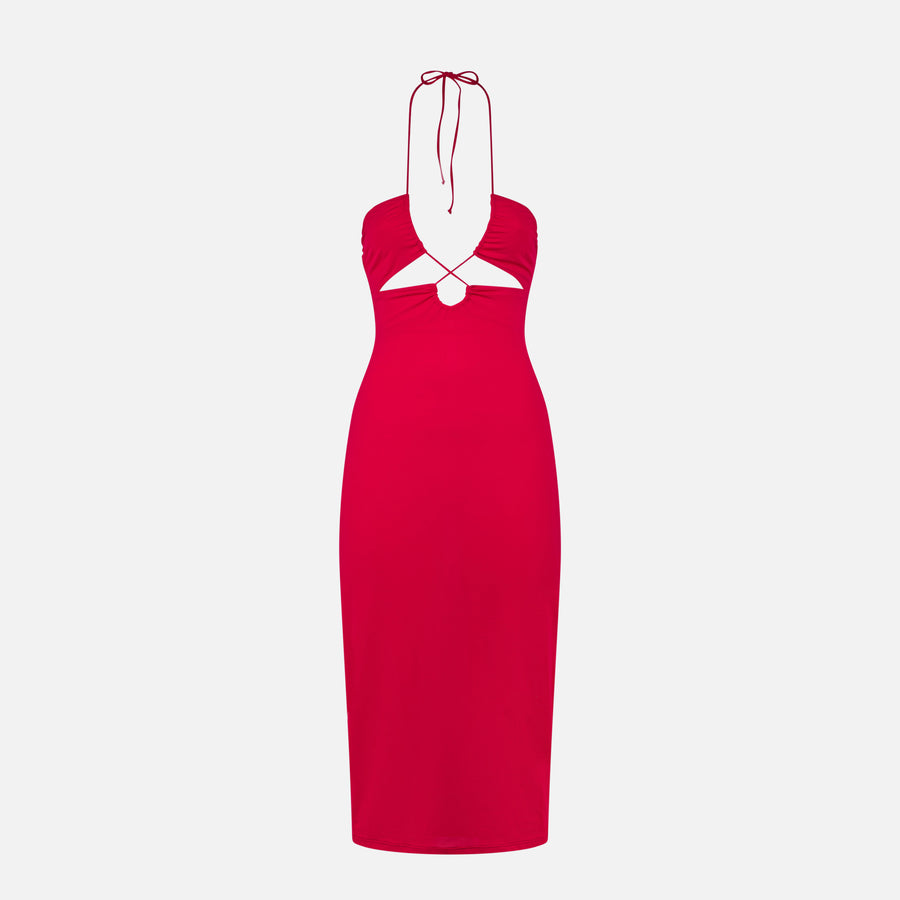 Mc2 Saint Barth Abito Fucsia Con Taglio Longuette