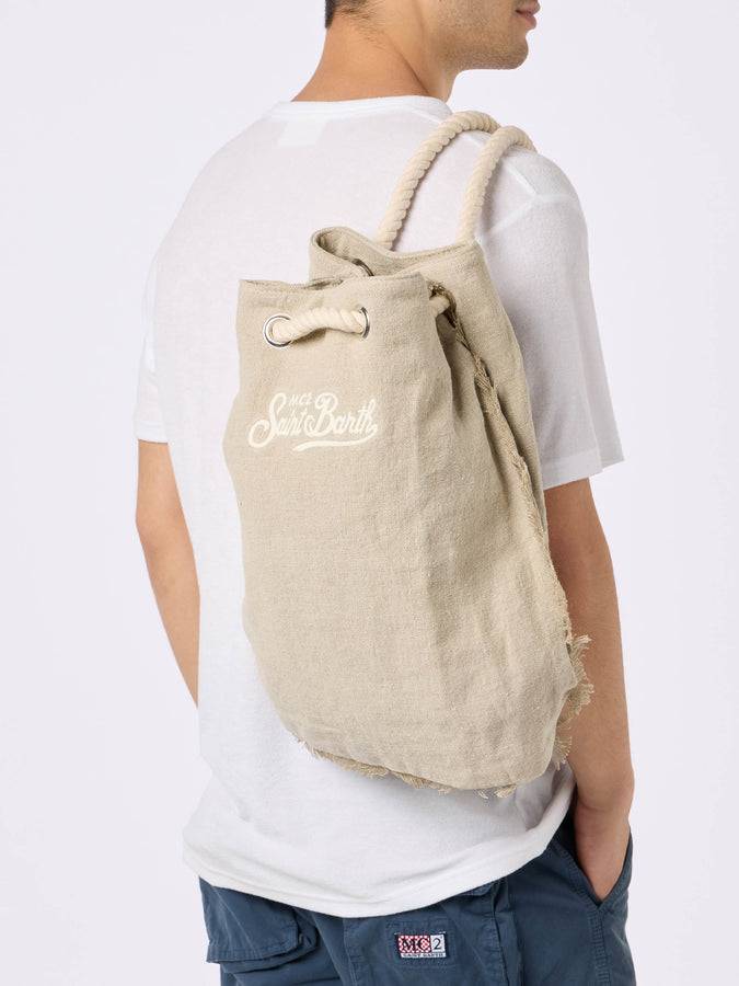 Mc2 Saint Barth Beige Boat Linen Backpack