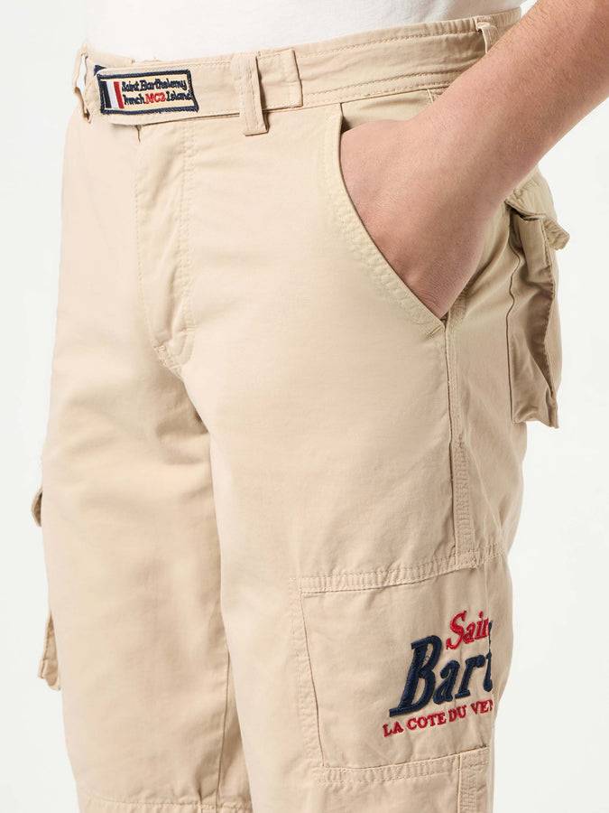Mc2 Saint Barth Bermuda Cargo Beige Con Tasche