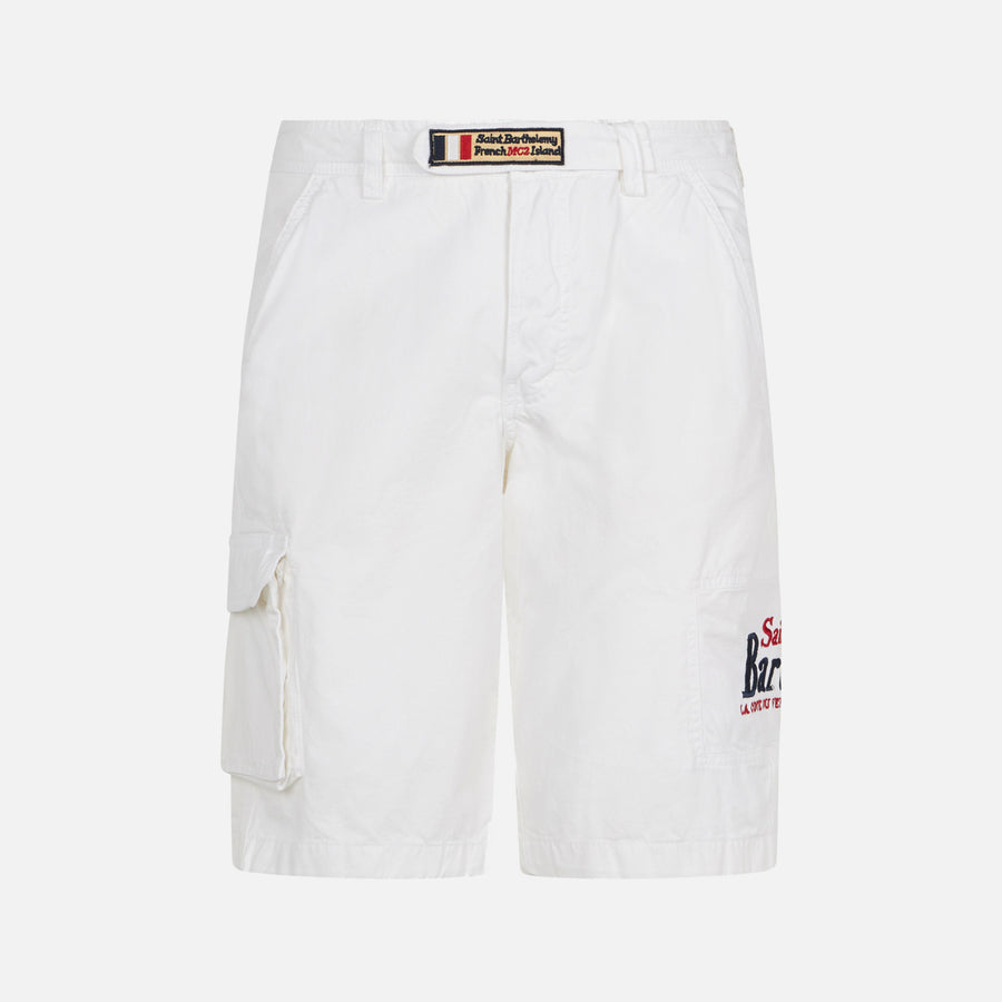 Mc2 Saint Barth Bermuda Cargo Bianco Con Tasche