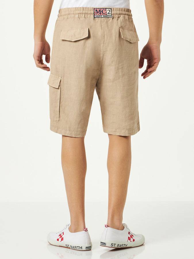 Mc2 Saint Barth Bermuda Da Uomo Beige In Lino