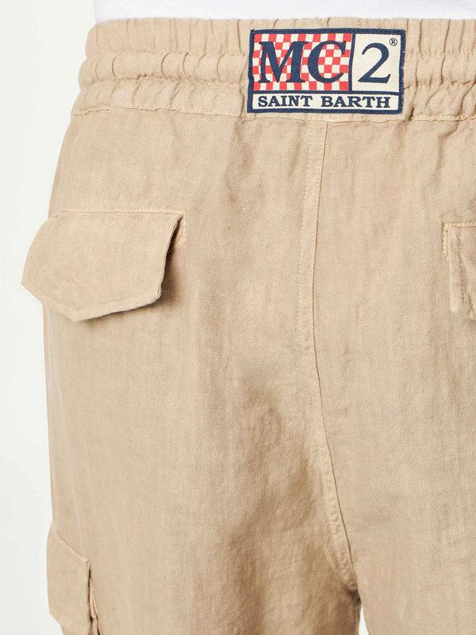 Mc2 Saint Barth Bermuda Da Uomo Beige In Lino