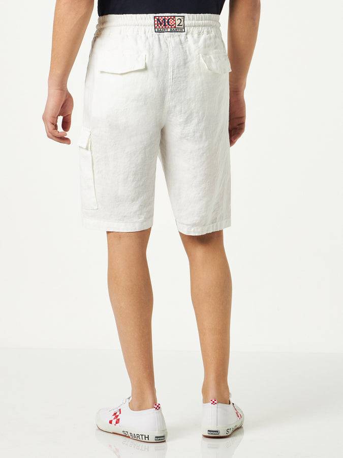 Mc2 Saint Barth Bermuda In Lino Bianco