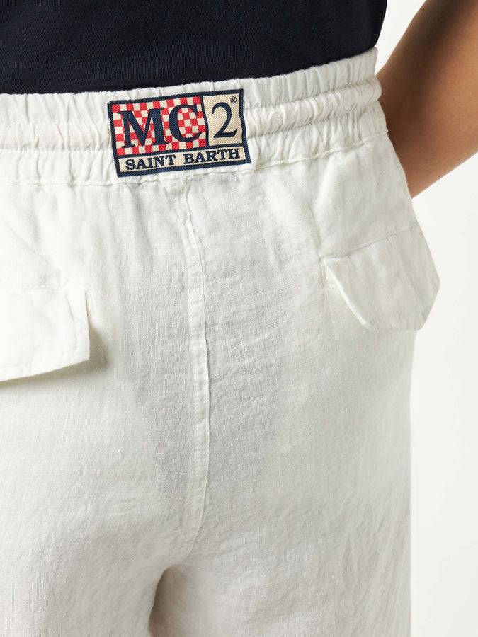 Mc2 Saint Barth Bermuda In Lino Bianco
