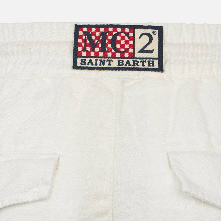 Mc2 Saint Barth Bermuda In Lino Colore Bianco