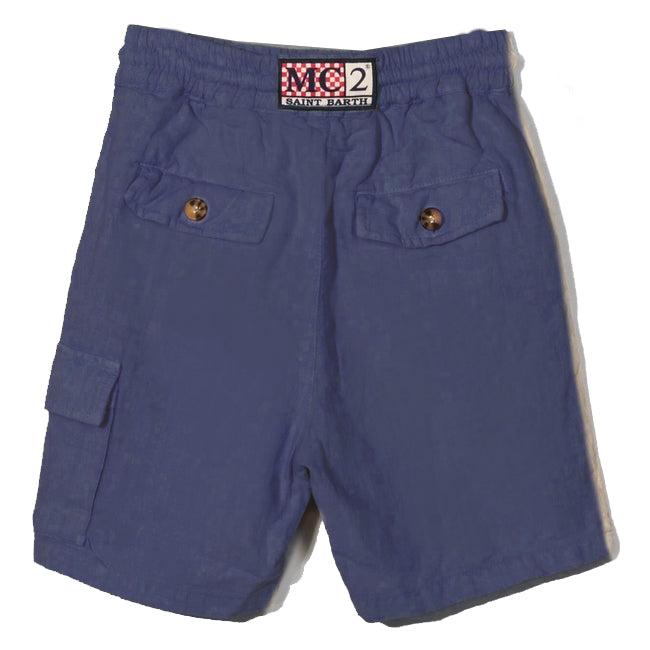 Mc2 Saint Barth Bermuda In Lino Colore Blu