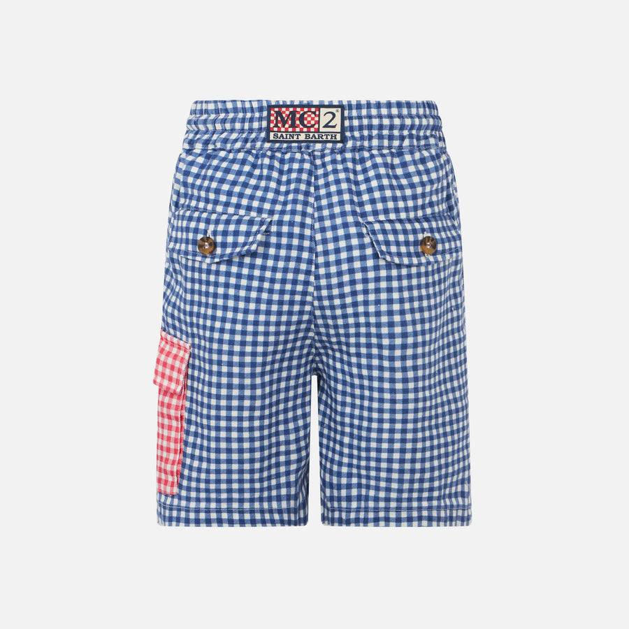 Mc2 Saint Barth Bermuda In Lino Colore Blu Vichy