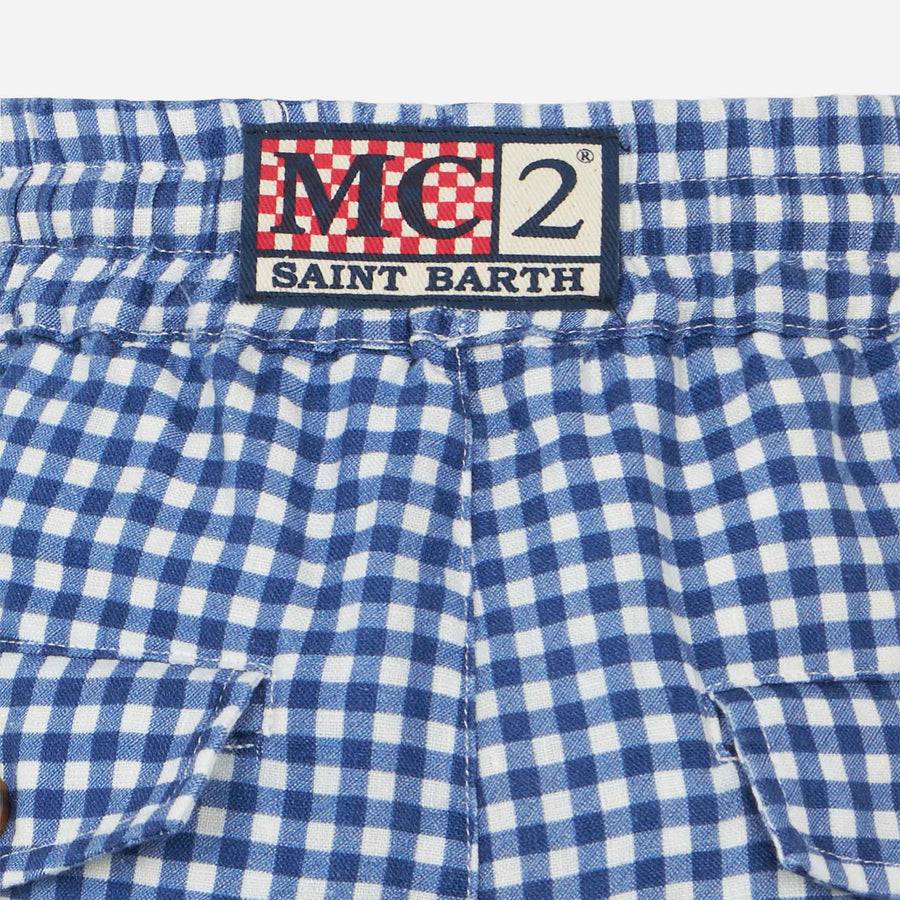 Mc2 Saint Barth Bermuda In Lino Colore Blu Vichy