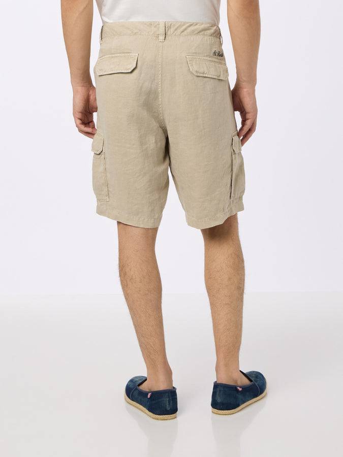 Mc2 Saint Barth Bermuda Uomo In Lino Beige Rodi