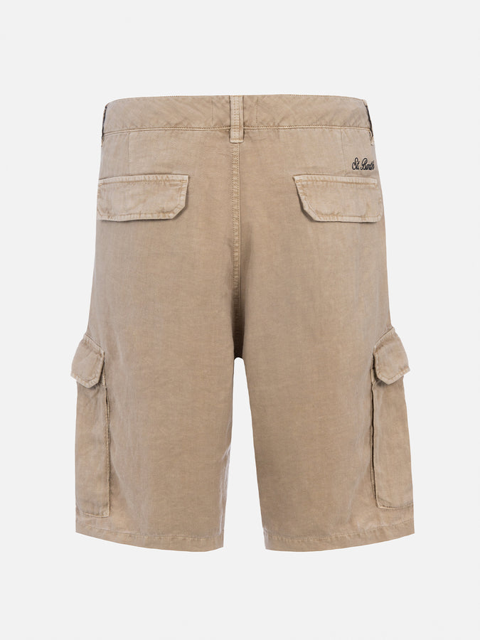 Mc2 Saint Barth Bermuda Uomo In Lino Beige Rodi