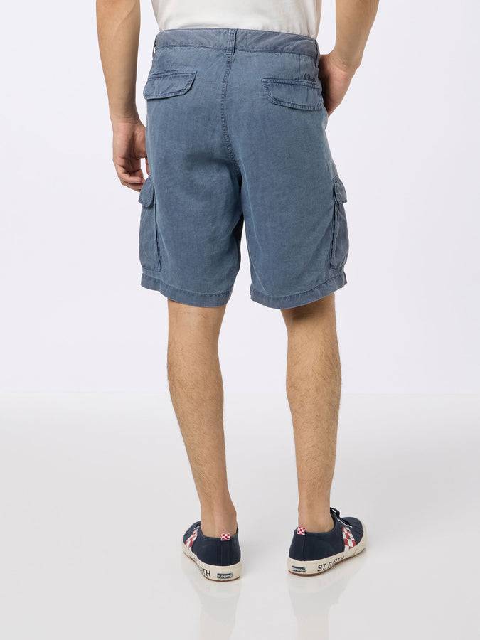 Mc2 Saint Barth Bermuda Uomo In Lino Blu Navy Rodi