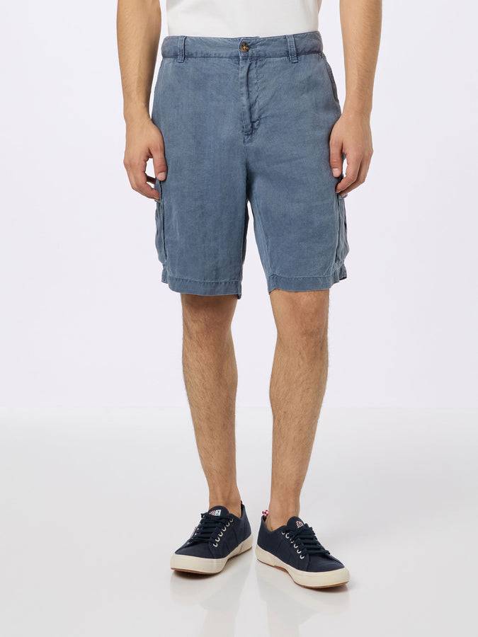 Mc2 Saint Barth Bermuda uomo in lino blu navy Rodi