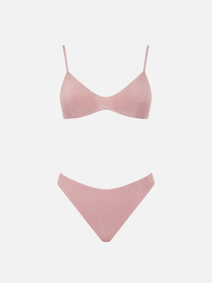 Mc2 Saint Barth Bikini A Bralette In Lurex Rosa