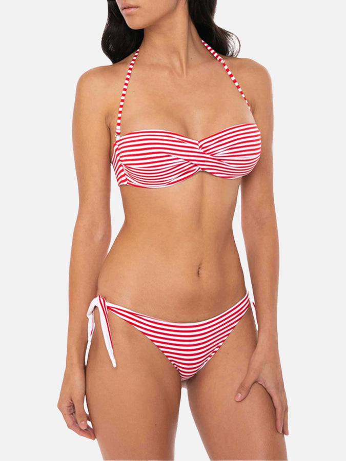 Mc2 Saint Barth Bikini A Righe Fascia Drappeggiata