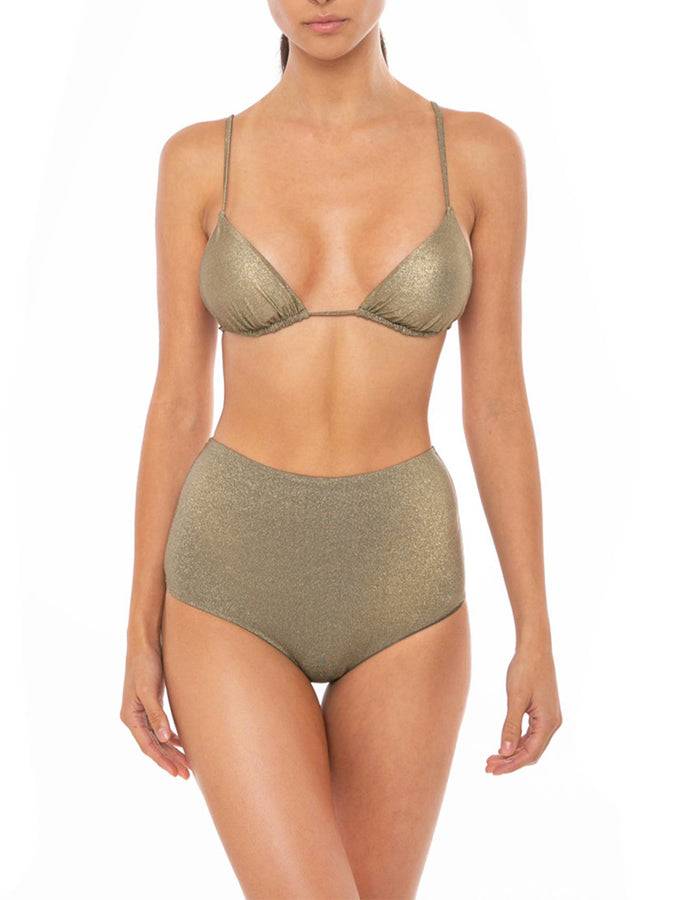 Mc2 Saint Barth Bikini A Triangolo In Lurex Dorato
