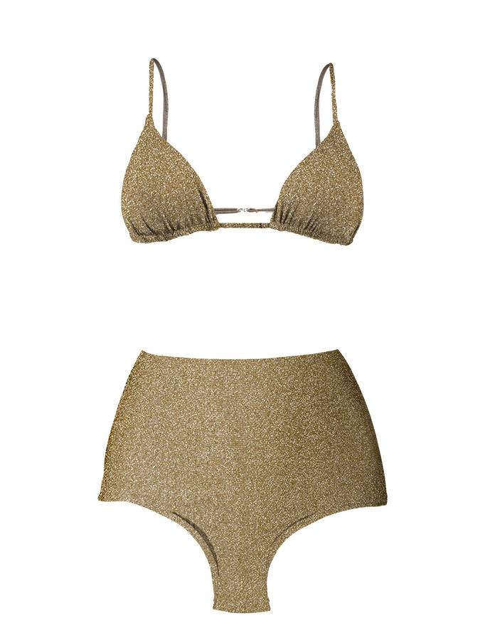 Mc2 Saint Barth Bikini A Triangolo In Lurex Dorato