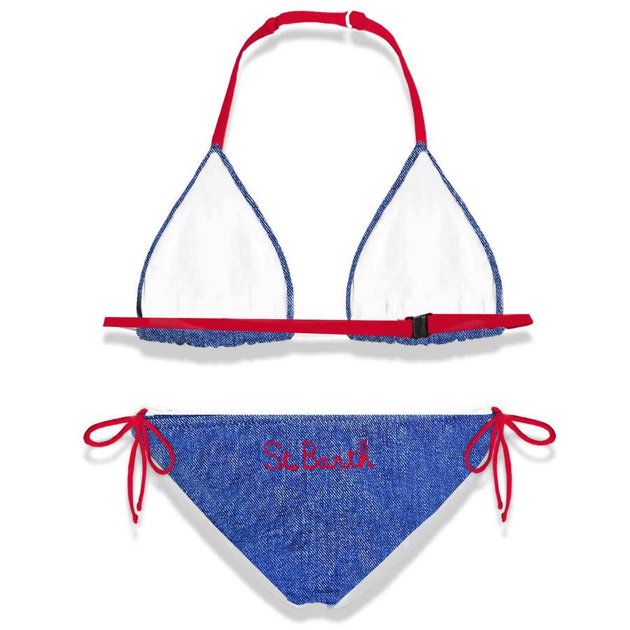 Mc2 Saint Barth Bikini Da Bambina Denim Fragola