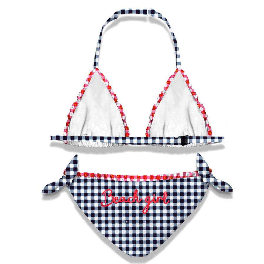 Mc2 Saint Barth Bikini Da Bambina Vichy Con Ricamo