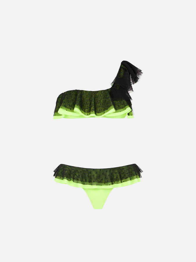 Mc2 Saint Barth Bikini Monospalla Con Tulle Nero