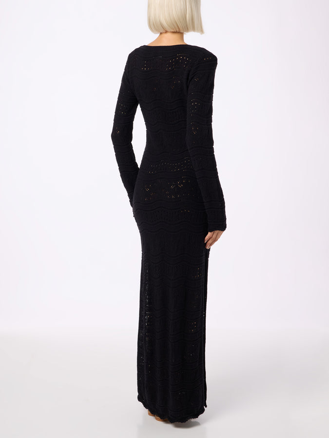 Mc2 Saint Barth Black Woman Cotton Knit Midi Dress